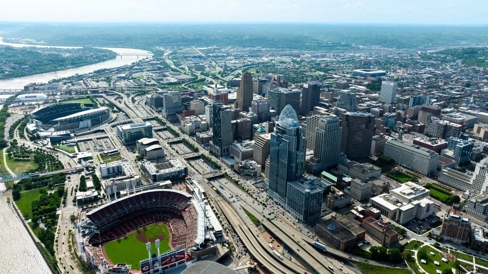 Cinematic aerial footage for professional video production showing dynamic drone shots