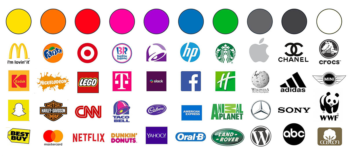 Collection of logo marks showing different colors and shapes